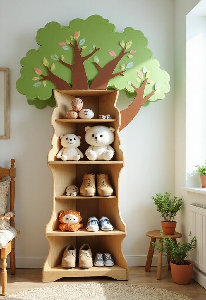 13 Whimsical Shoe Racks for Kids That Spark Imagination (You Won't Believe #7!) - 1. Enchanted Forest Tree Shoe Rack