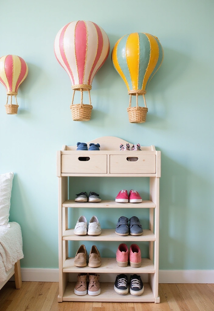 13 Whimsical Shoe Racks for Kids That Spark Imagination (You Won't Believe #7!) - 11. Balloon Adventure Shoe Rack