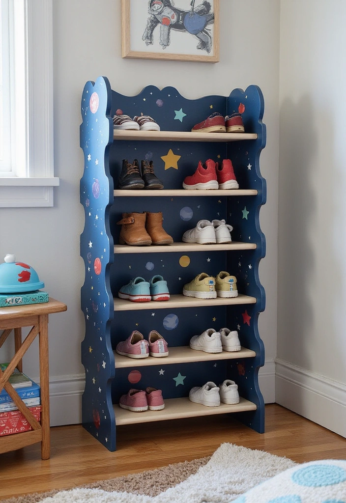 13 Whimsical Shoe Racks for Kids That Spark Imagination (You Won't Believe #7!) - 13. Space Galaxy Shoe Rack