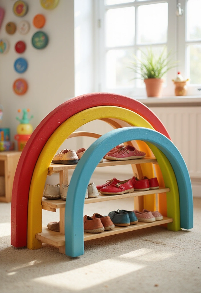 13 Whimsical Shoe Racks for Kids That Spark Imagination (You Won't Believe #7!) - 9. Rainbow Bridge Shoe Rack