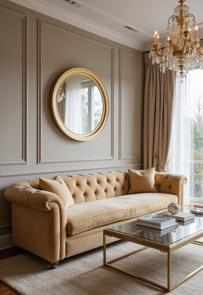 14 Neutral Living Room Ideas with Beige Accents (Get Ready to Be Inspired!) - 7. Elegant Glam
