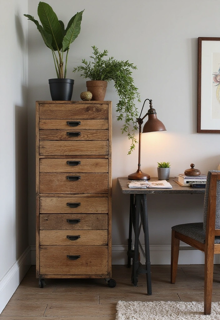 14 Rustic Wooden Cabinets That Will Bring Farmhouse Charm to Your Home (You’ll Love #2!) - 10. Rustic File Cabinet for a Home Office