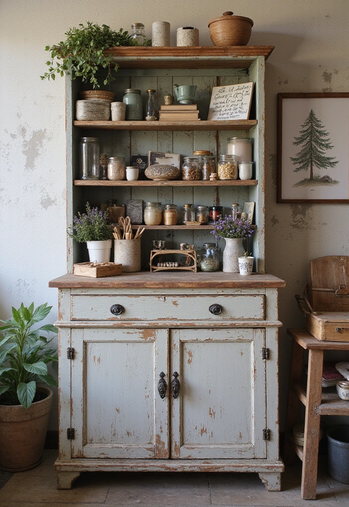 14 Rustic Wooden Cabinets That Will Bring Farmhouse Charm to Your Home (You’ll Love #2!) - 12. Rustic Craft Cabinet