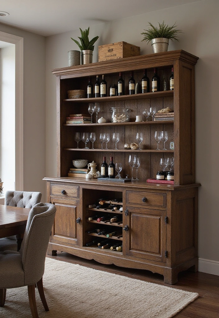 14 Rustic Wooden Cabinets That Will Bring Farmhouse Charm to Your Home (You’ll Love #2!) - 13. The Wonderful Wine Cabinet