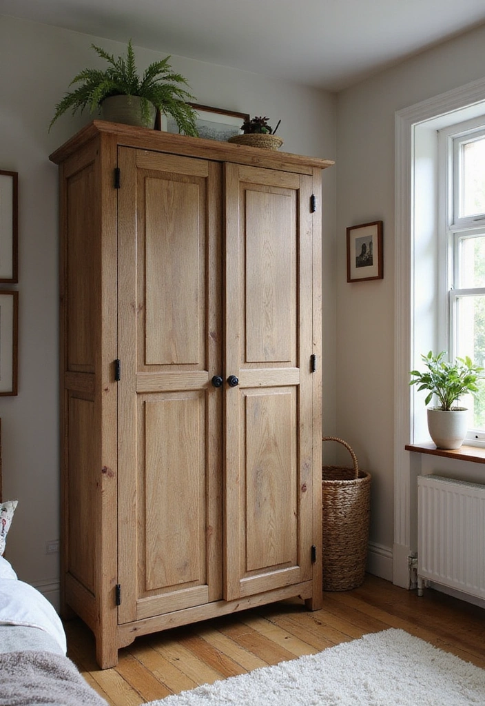 14 Rustic Wooden Cabinets That Will Bring Farmhouse Charm to Your Home (You’ll Love #2!) - 14. The Charming Farmhouse Wardrobe