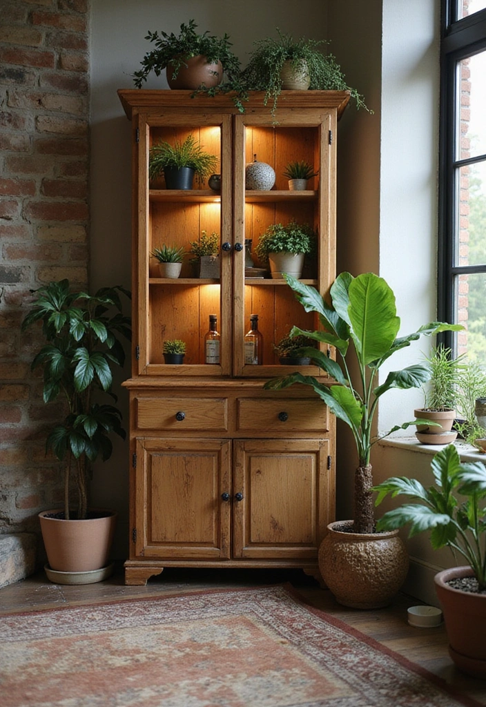 14 Rustic Wooden Cabinets That Will Bring Farmhouse Charm to Your Home (You’ll Love #2!) - 4. The Versatile Corner Cabinet
