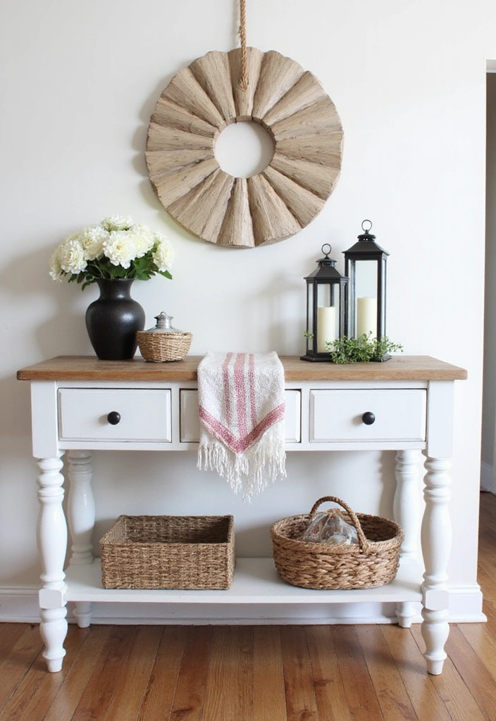 14 Rustic Wooden Cabinets That Will Bring Farmhouse Charm to Your Home (You’ll Love #2!) - 6. Farmhouse Style Console Table