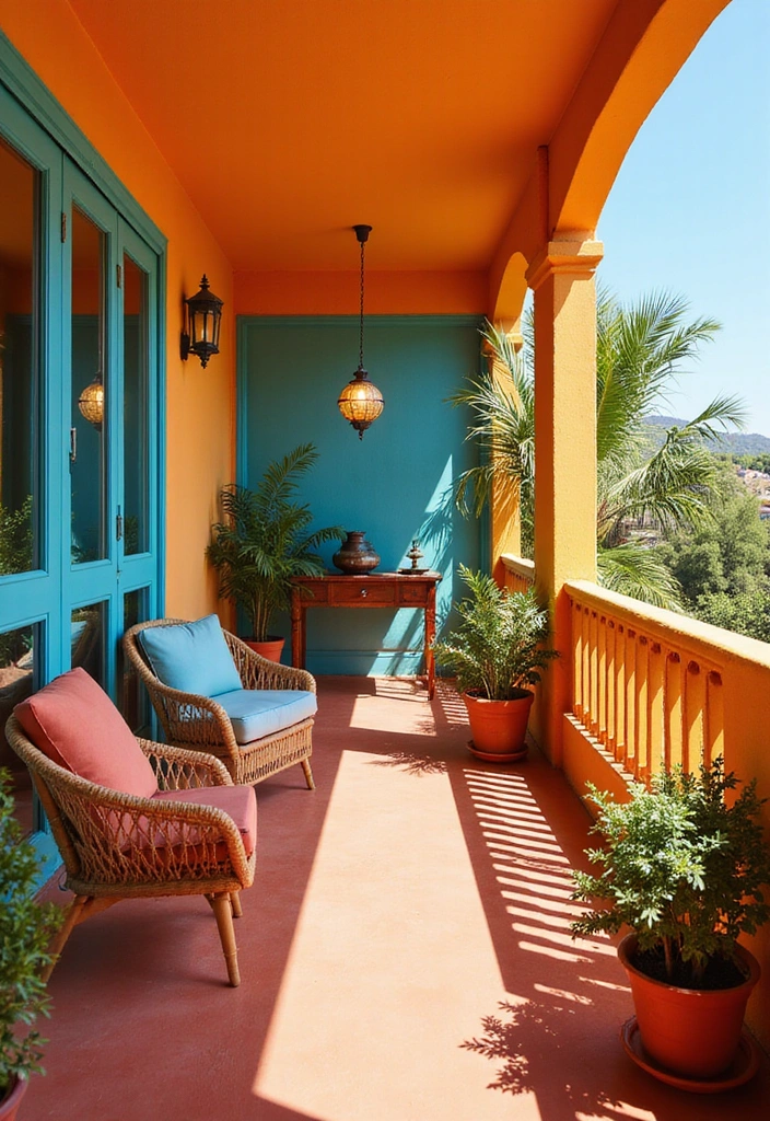 14 Stunning Balcony Decor Themes That Will Inspire Your Next Outdoor Project! - 10. Color Pop Paradise