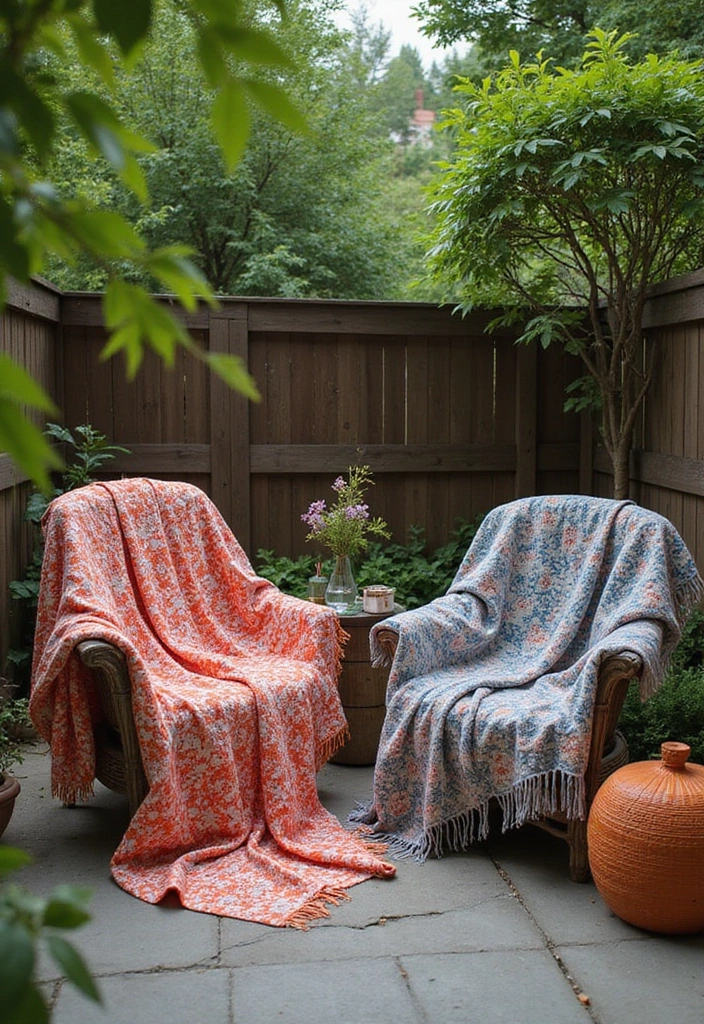 15 Cozy Backyard Decor Ideas for Monsoon Days That'll Make You Love the Rain! - 10. Outdoor Blankets and Throws