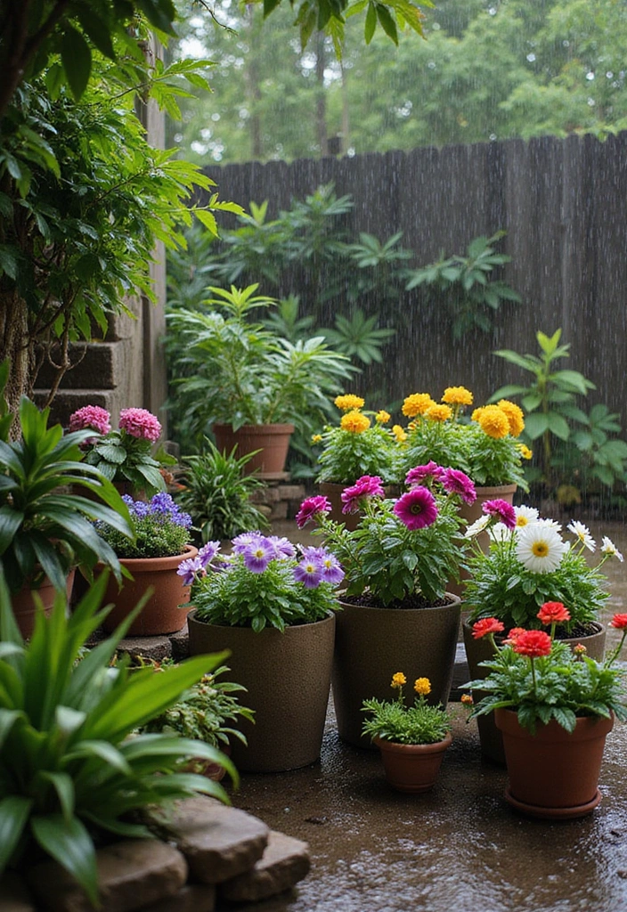 15 Cozy Backyard Decor Ideas for Monsoon Days That'll Make You Love the Rain! - 11. Potted Plants and Flowers
