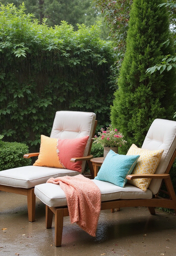 15 Cozy Backyard Decor Ideas for Monsoon Days That'll Make You Love the Rain! - 4. Weather-Resistant Throw Pillows