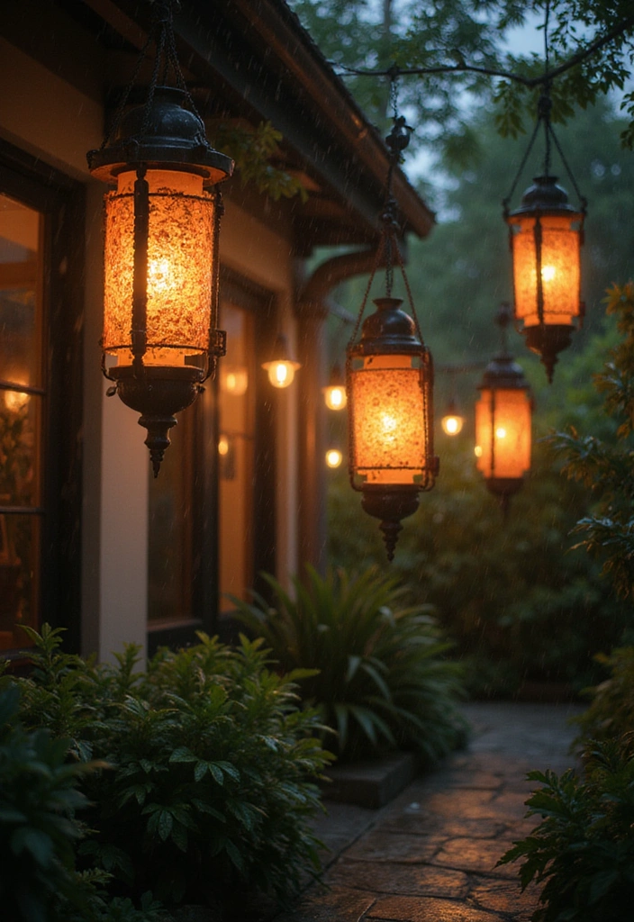 15 Cozy Backyard Decor Ideas for Monsoon Days That'll Make You Love the Rain! - 7. Hanging Lanterns