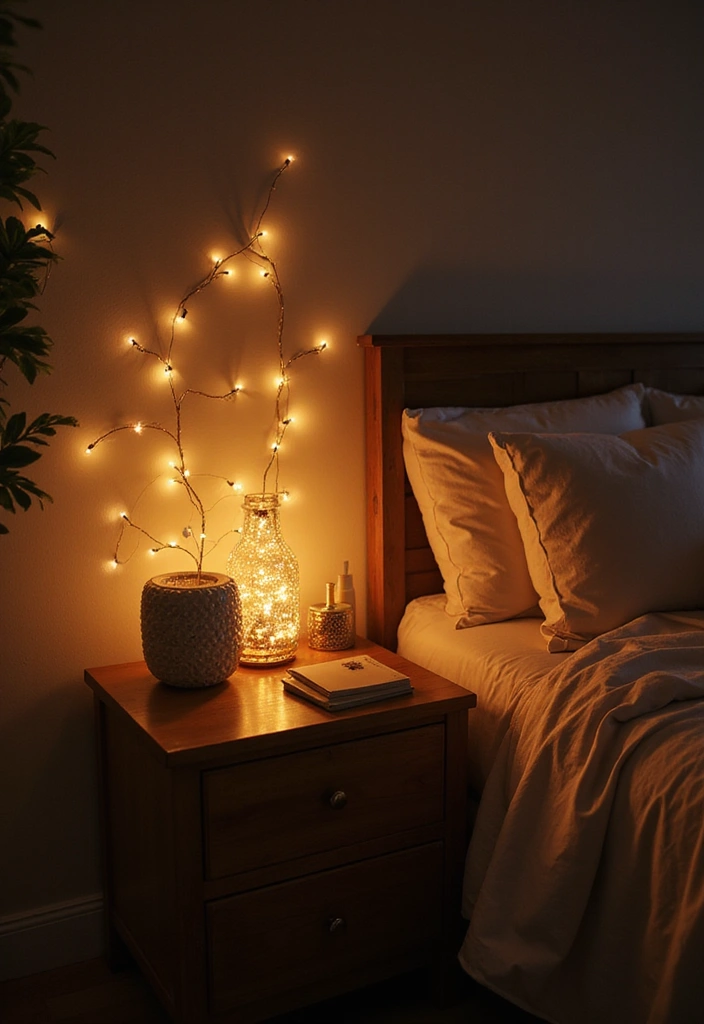 15 Cozy Bedroom Lighting Hacks That Will Set the Mood (Try Not to Fall Asleep Before #10!) - 12. Bedside Fairy Lights for Intimacy