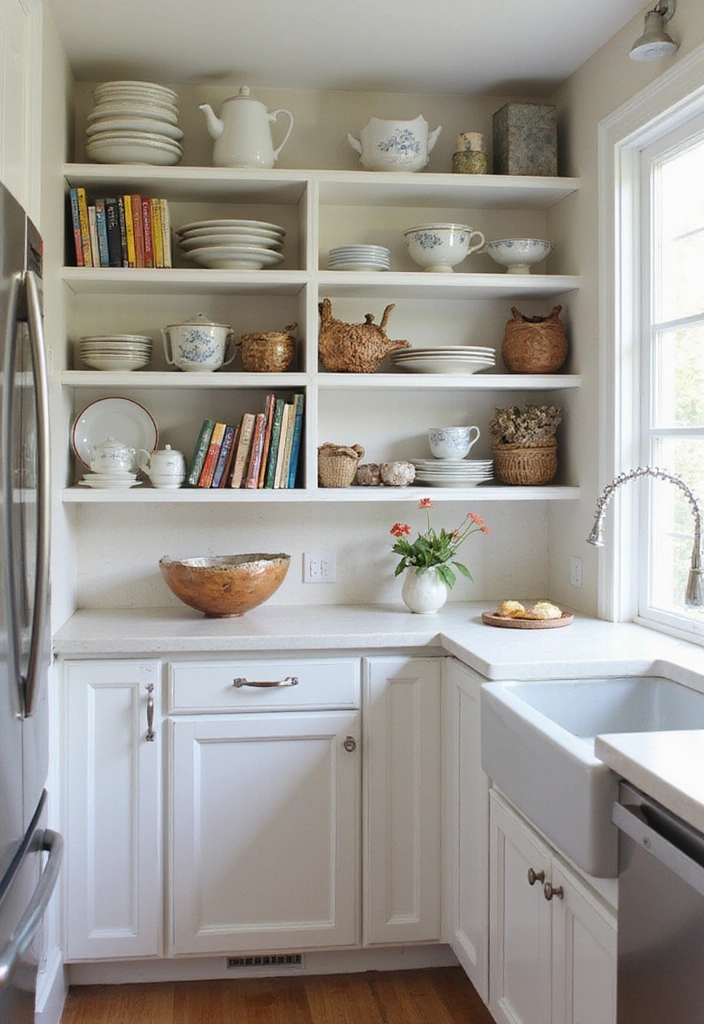 15 Cozy Kitchen Cafe Decor Ideas That Will Make You Want to Brew Another Cup! - 11. Practical Open Shelving