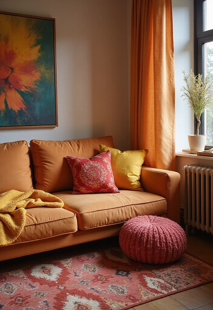 15 Cozy Monsoon Decor Ideas to Transform Your Home into a Rainy Retreat! - 6. Warm Color Accents