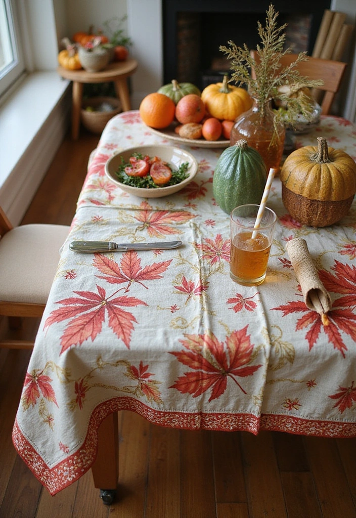 15 Festive Dining Table Cloths to Elevate Your Seasonal Home Decor! - 15. Seasonal Pattern Mix