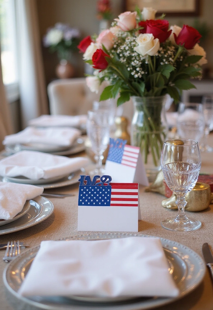 15 Festive Patriotic Table Decor Ideas That'll Make Your July 4th Celebration Unforgettable! - 12. Themed Place Cards