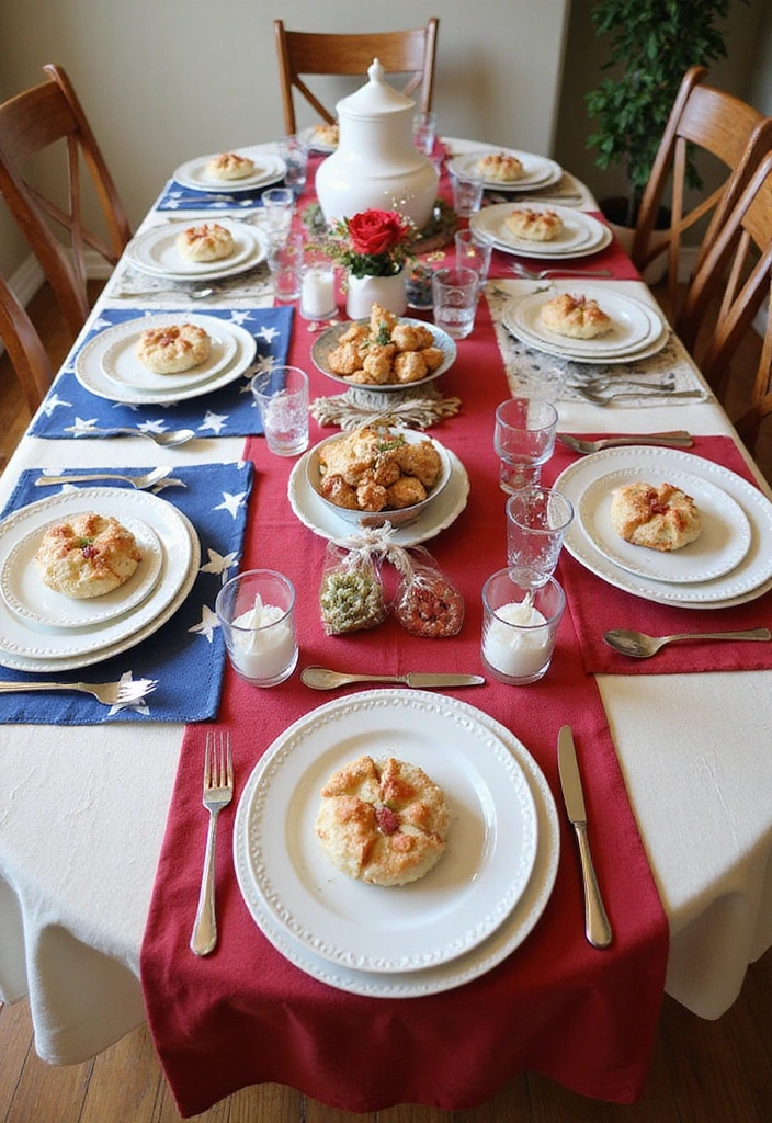 15 Festive Patriotic Table Decor Ideas That'll Make Your July 4th Celebration Unforgettable! - 2. Star-Spangled Table Runner