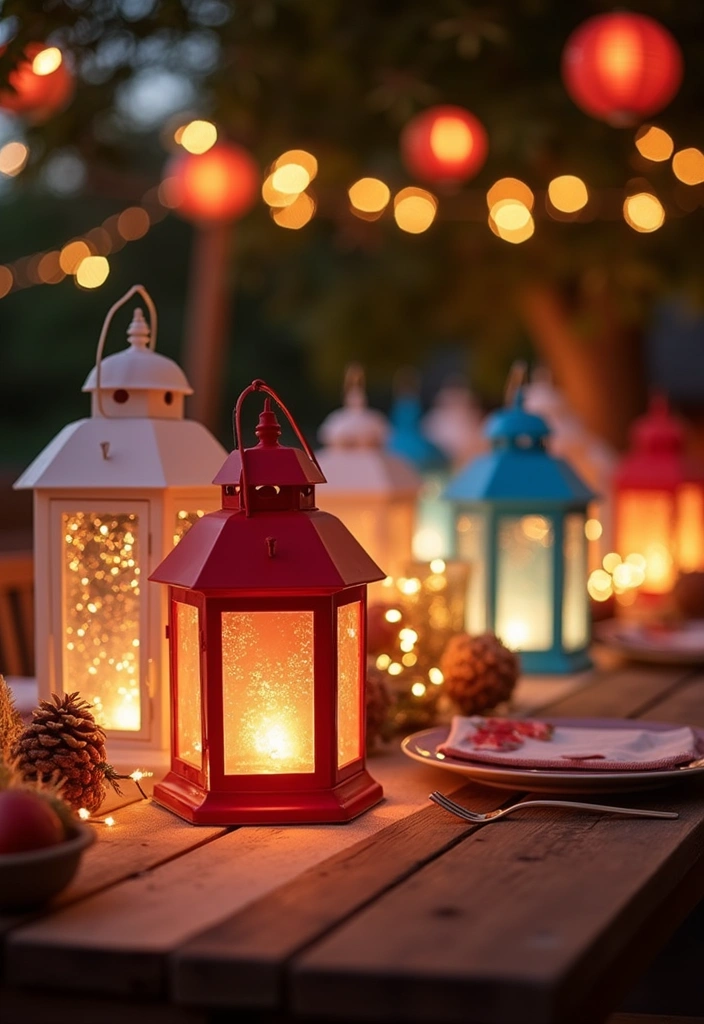 15 Festive Patriotic Table Decor Ideas That'll Make Your July 4th Celebration Unforgettable! - 3. Whimsical Lanterns