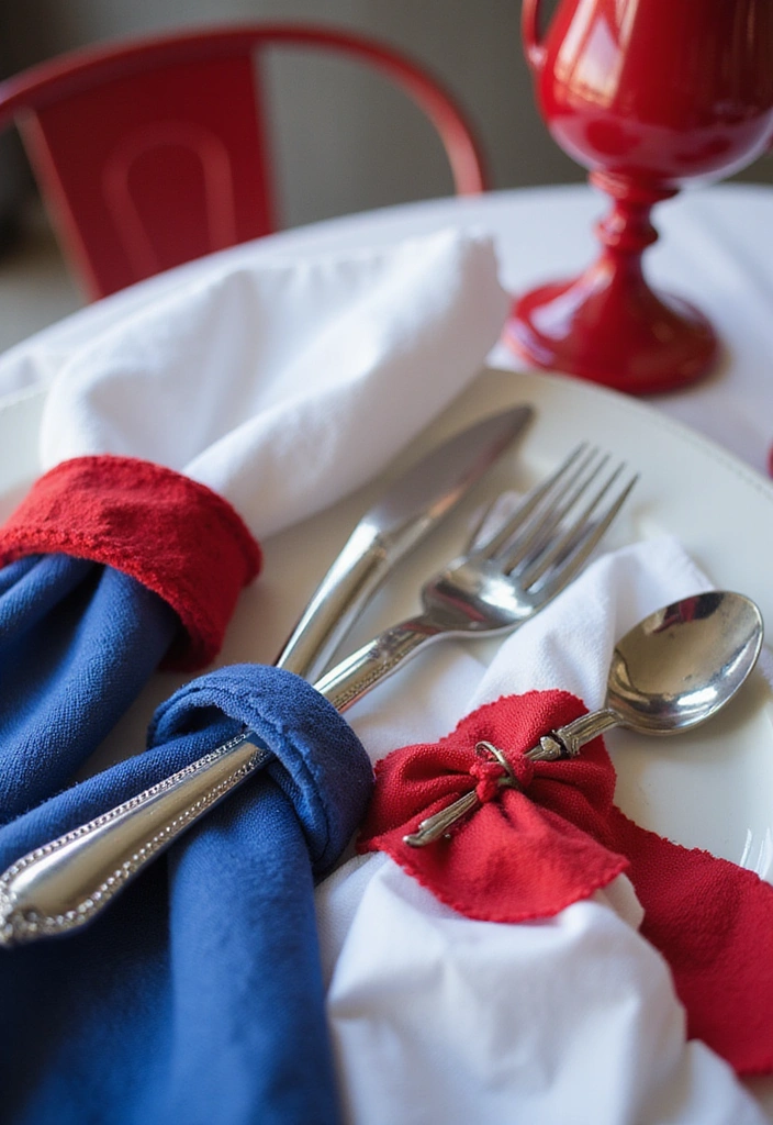15 Festive Patriotic Table Decor Ideas That'll Make Your July 4th Celebration Unforgettable! - 6. Red, White, and Blue Flatware