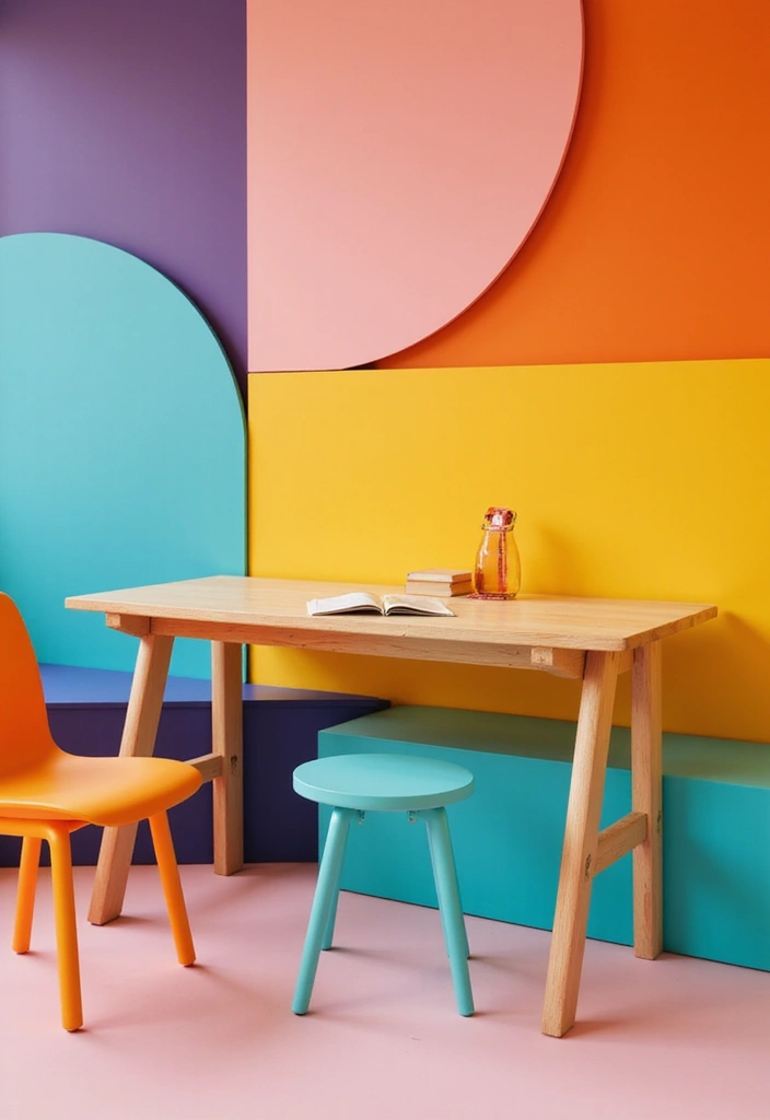15 Inspiring Kids Study Table Designs That Will Transform Homework Time Into Fun Time! - 14. Playful Color Block Table