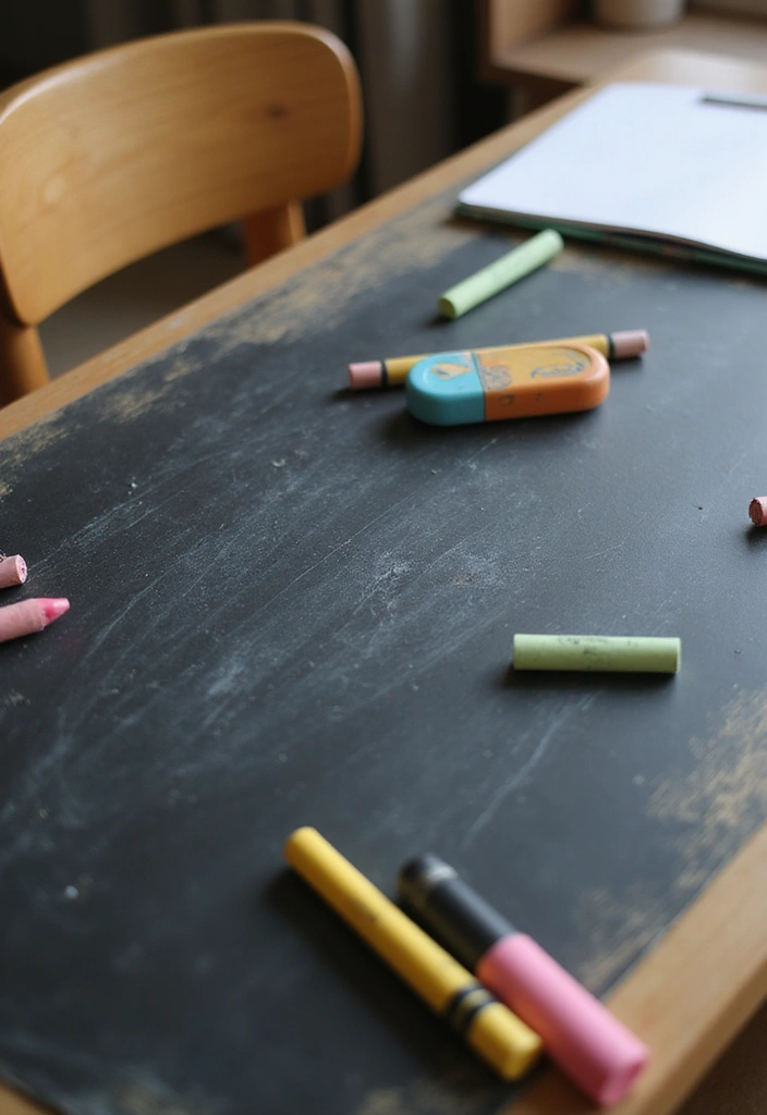 15 Inspiring Kids Study Table Designs That Will Transform Homework Time Into Fun Time! - 8. Fun Study Table with Chalkboard Surface