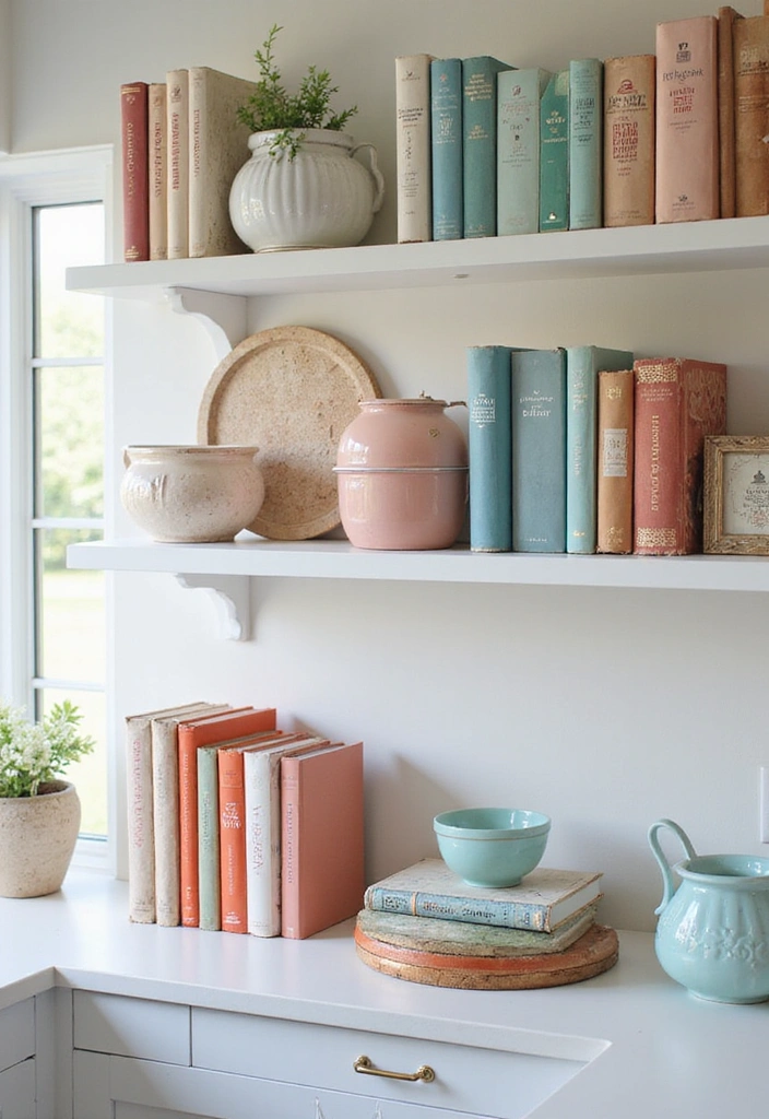 15 Pastel Kitchen Decor Ideas That Will Make You Fall in Love with Cooking Again! - 11. Pastel Cookbooks Displayed
