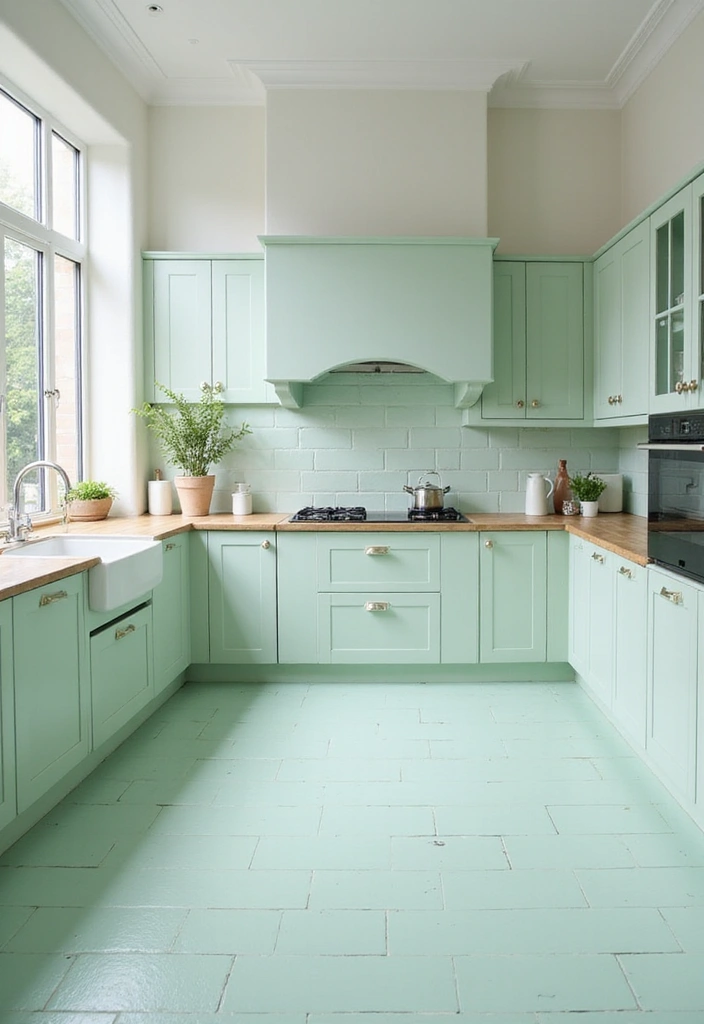 15 Pastel Kitchen Decor Ideas That Will Make You Fall in Love with Cooking Again! - 15. Soft Pastel Tile Flooring