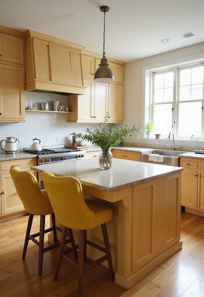 15 Pastel Kitchen Decor Ideas That Will Make You Fall in Love with Cooking Again! - 5. Soft Yellow Bar Stools