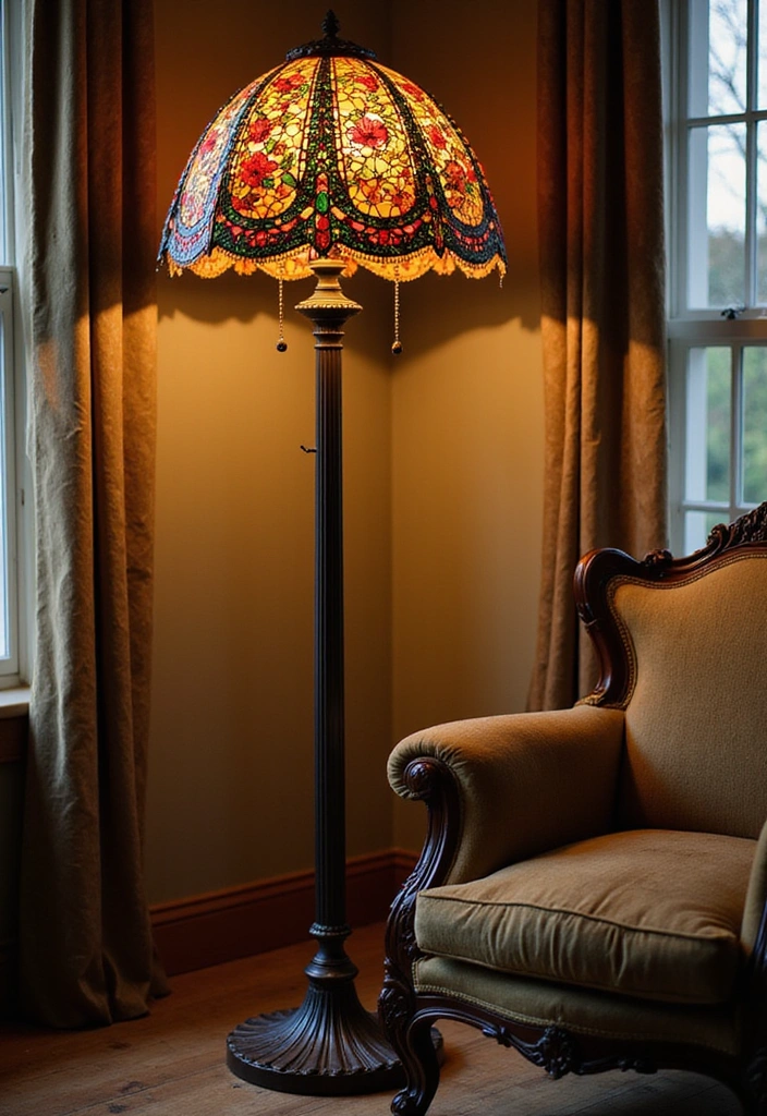 15 Stunning Antique Showpieces That'll Make Your Living Room a Conversation Starter! - 1. Victorian-Style Floor Lamp