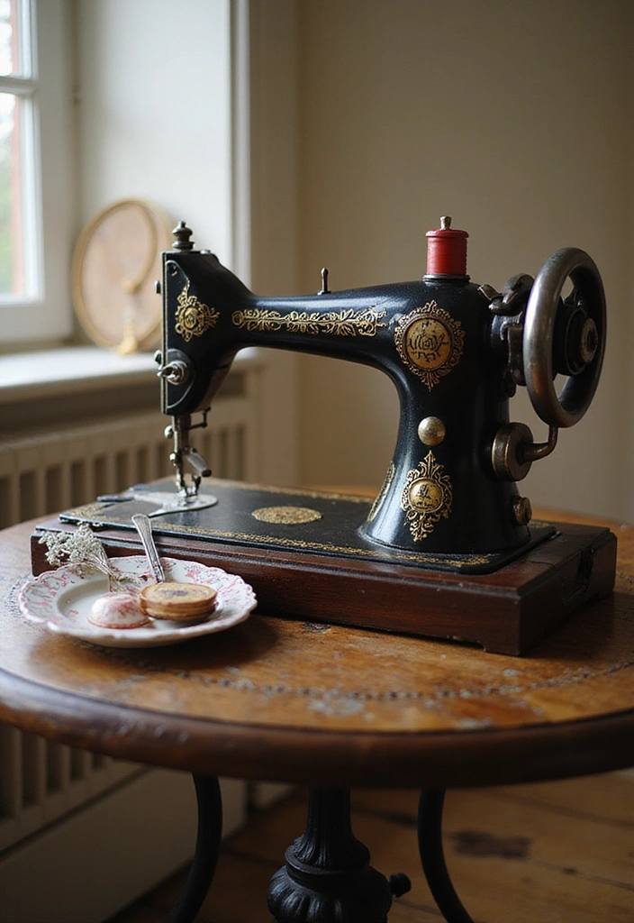 15 Stunning Antique Showpieces That'll Make Your Living Room a Conversation Starter! - 13. Antique Sewing Machine