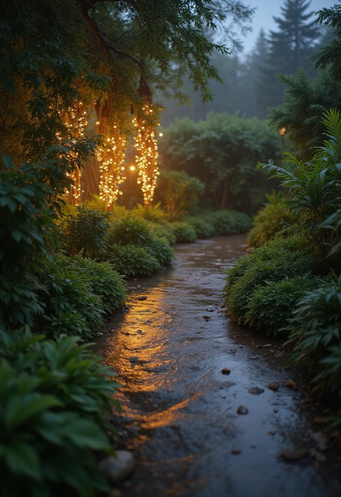 15 Stunning Rain Garden Decor Ideas That'll Make You Love the Wet Weather! - 9. Twinkling Fairy Lights