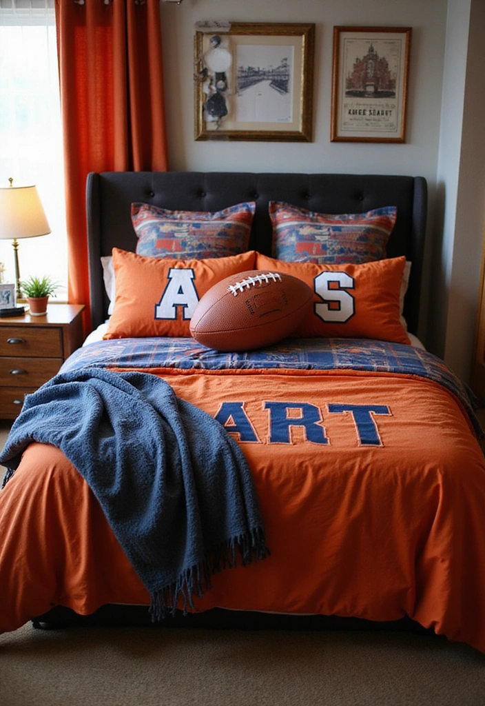 15 Touchdown-Worthy Football Decor Ideas for Your Dream Bedroom (You'll Want #7!) - 1. Team Spirit Bedding