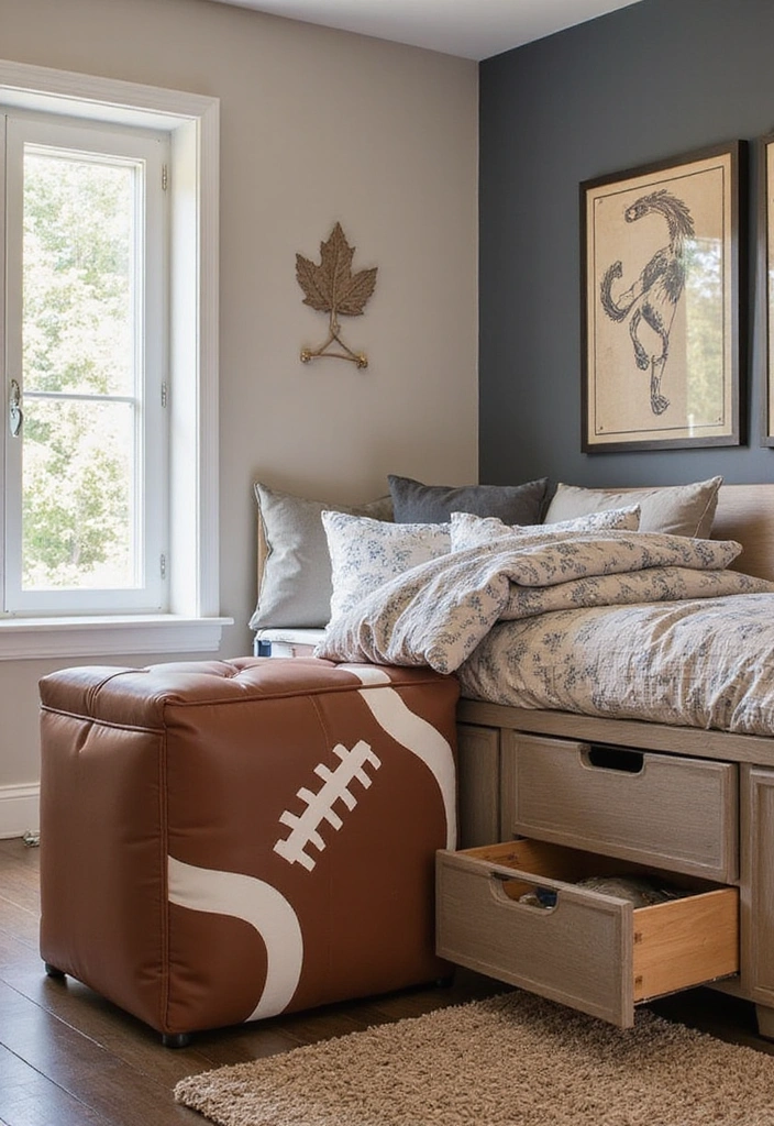 15 Touchdown-Worthy Football Decor Ideas for Your Dream Bedroom (You'll Want #7!) - 11. Multi-Purpose Furniture