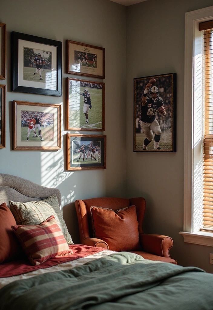 15 Touchdown-Worthy Football Decor Ideas for Your Dream Bedroom (You'll Want #7!) - 15. Personal Touches with Photos