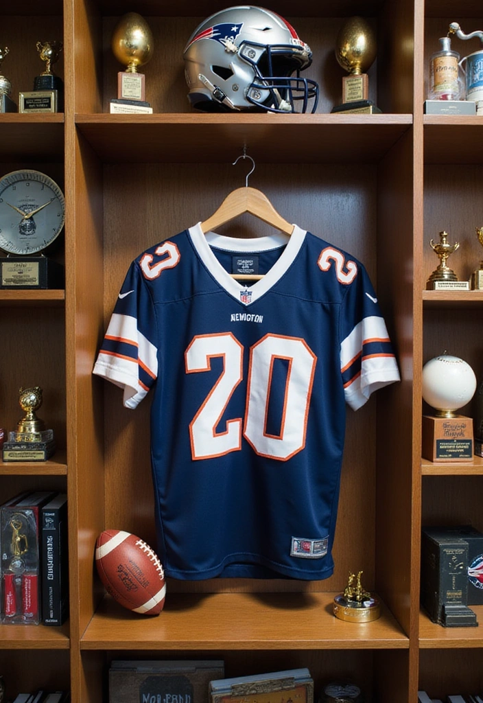 15 Touchdown-Worthy Football Decor Ideas for Your Dream Bedroom (You'll Want #7!) - 3. Customized Football Gear Display