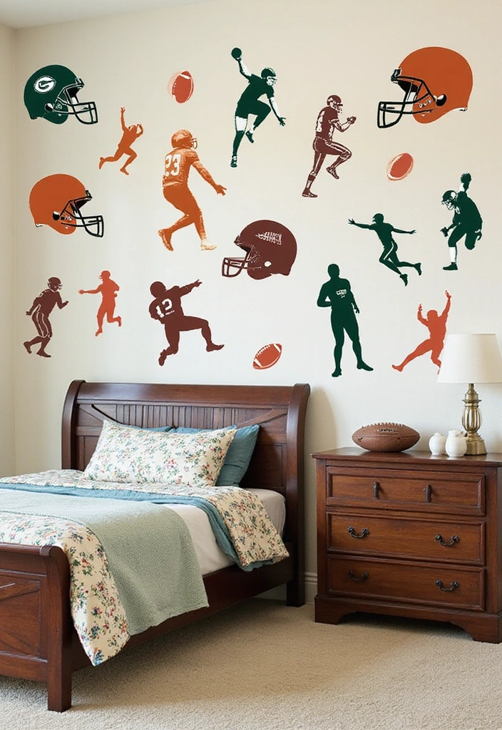 15 Touchdown-Worthy Football Decor Ideas for Your Dream Bedroom (You'll Want #7!) - 6. Fun Football Wall Decals