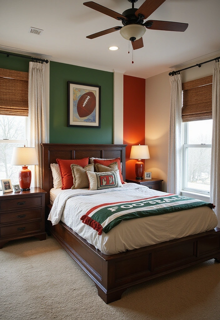 15 Touchdown-Worthy Football Decor Ideas for Your Dream Bedroom (You'll Want #7!) - 7. A Game-Winning Color Scheme