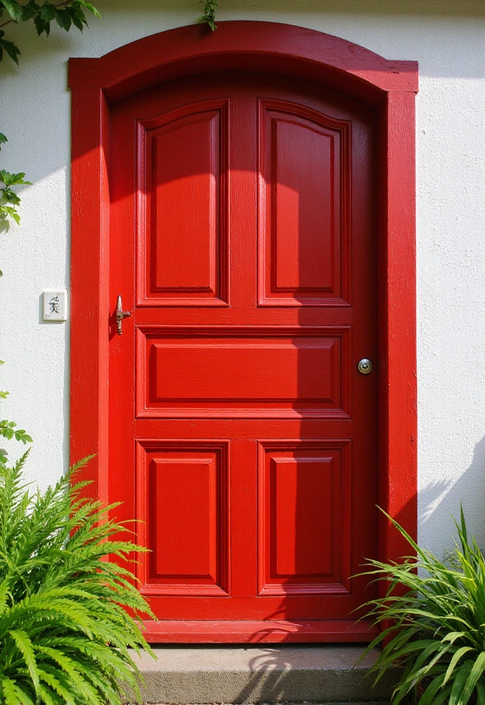 16 Bold Painted Wooden Doors That Will Transform Your Home's Vibe (You’ll Love #7!) - 1. Fiery Red Passion