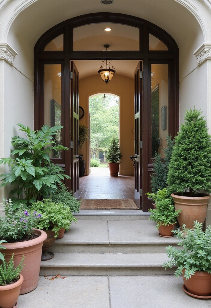 16 Entryway Ideas That'll Make a Stunning First Impression (Your Guests Won't Want to Leave!) - 5. Potted Plants