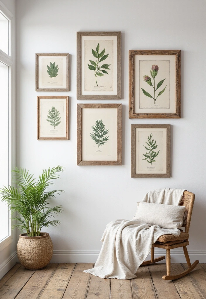 16 Rustic Wall Decor Ideas That Bring the Outdoors In (You'll Love #9!) - 2. Vintage Framed Botanical Prints