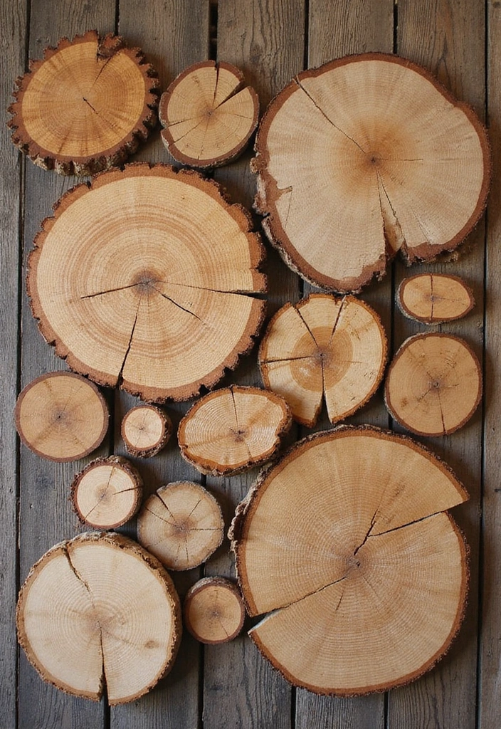 16 Rustic Wall Decor Ideas That Bring the Outdoors In (You'll Love #9!) - 5. Wood Slice Wall Art