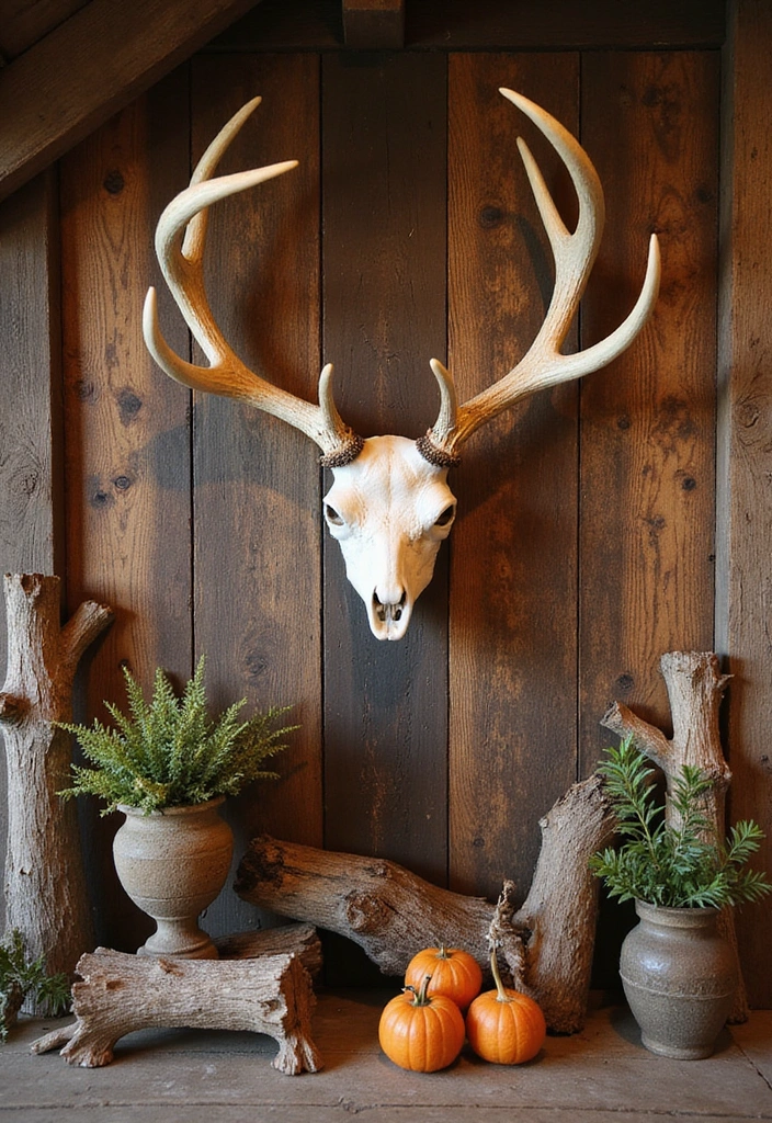 16 Rustic Wall Decor Ideas That Bring the Outdoors In (You'll Love #9!) - 6. Antler Decor
