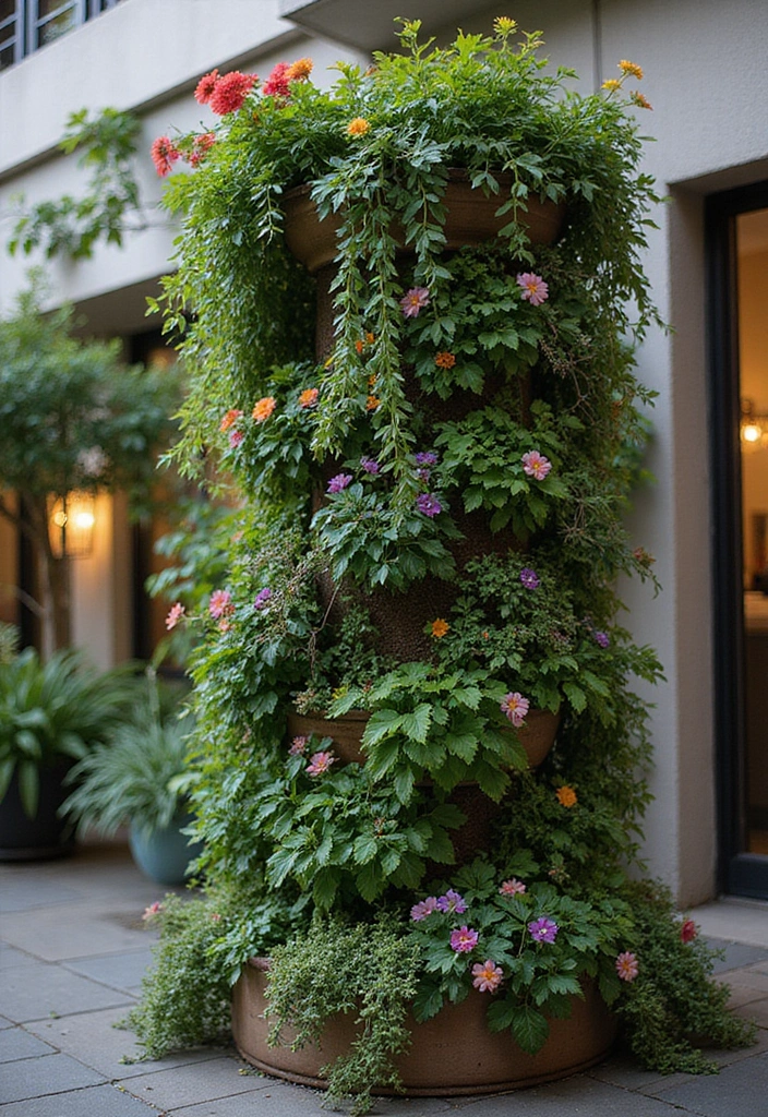 16 Space-Saving Vertical Garden Set Up Ideas That Will Blow Your Mind (#4 Is Genius!) - 2. Freestanding Vertical Garden Towers