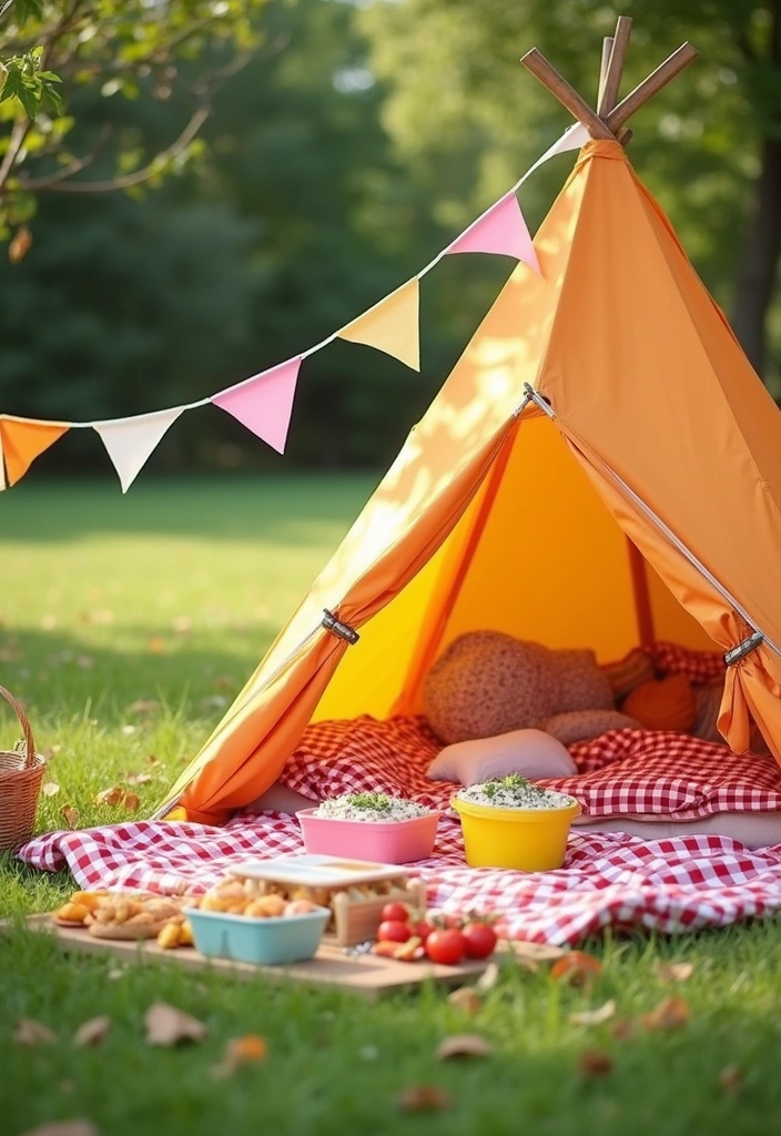 17 Outdoor Kids Tent Decor Ideas That'll Turn Your Backyard into a Wonderland! - 11. Playful Picnic Spot