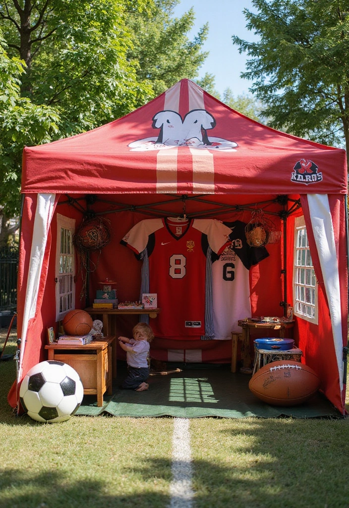 17 Outdoor Kids Tent Decor Ideas That'll Turn Your Backyard into a Wonderland! - 13. Sports Fan Zone