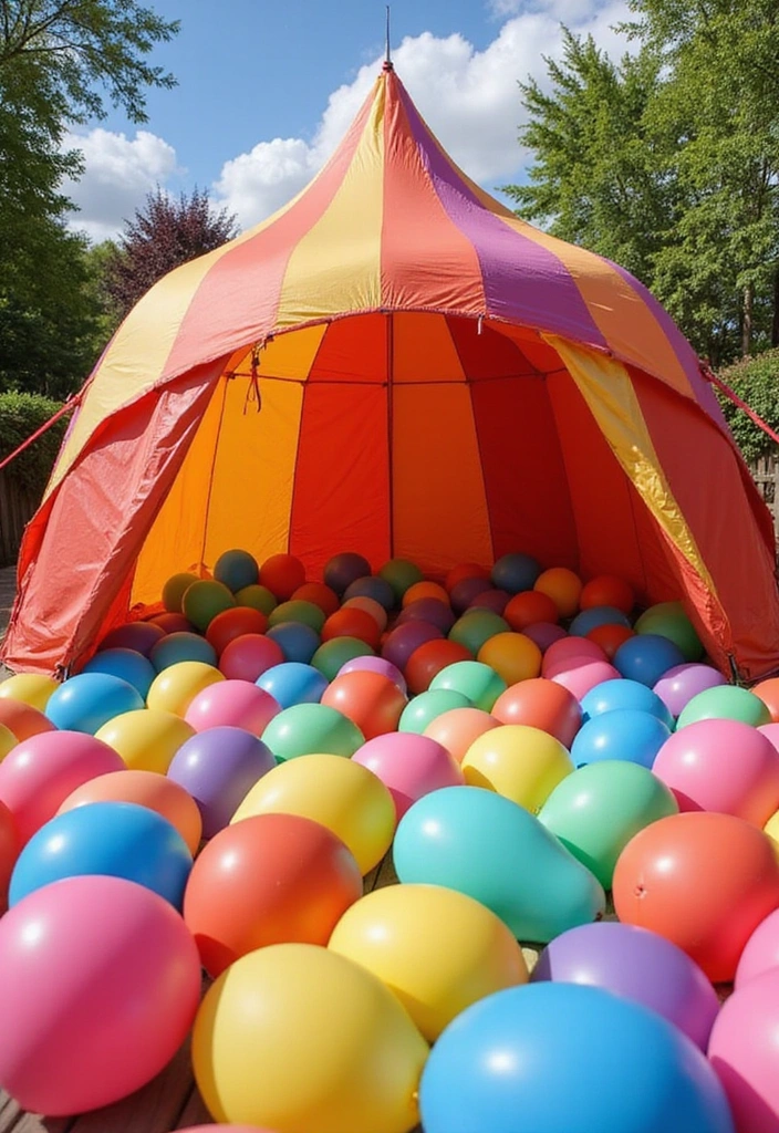 17 Outdoor Kids Tent Decor Ideas That'll Turn Your Backyard into a Wonderland! - 14. Colorful Balloon Escape