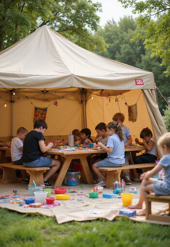 17 Outdoor Kids Tent Decor Ideas That'll Turn Your Backyard into a Wonderland! - 15. DIY Craft Corner