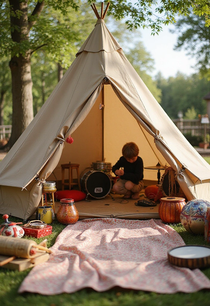17 Outdoor Kids Tent Decor Ideas That'll Turn Your Backyard into a Wonderland! - 16. Musical Wonderland