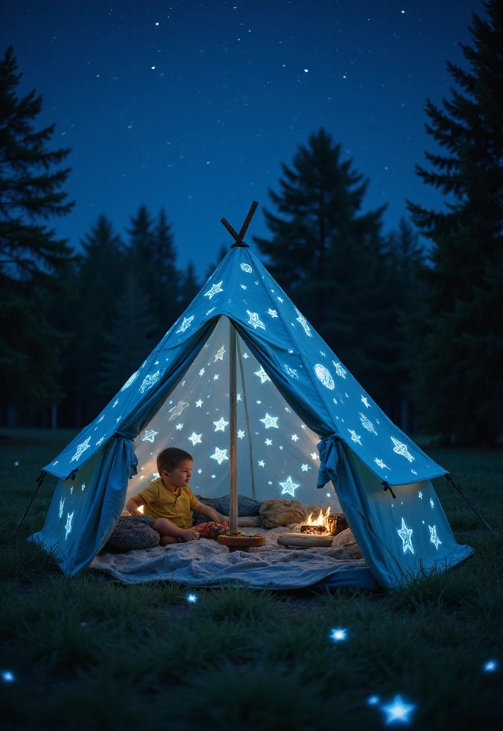 17 Outdoor Kids Tent Decor Ideas That'll Turn Your Backyard into a Wonderland! - 4. Dreamy Starry Sky